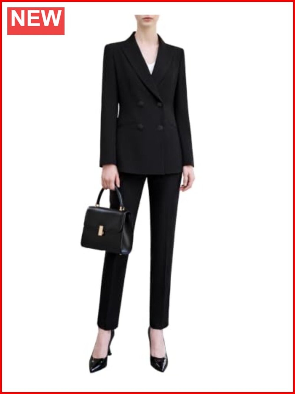 Womens Double Breasted Pantsuit 2 Piece Suit Set Business Professional